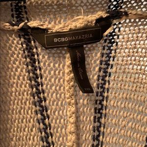 BCBG long sleeve open front striped sweater